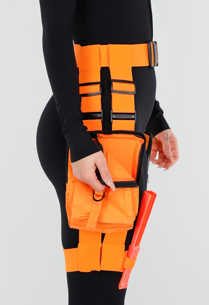 Oranje Cargo Riem met Zakken en Verstelbare Beenriemen