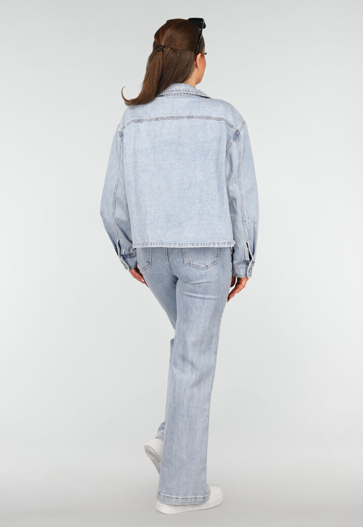 Denim Blouse met Wassing en Borstzakken