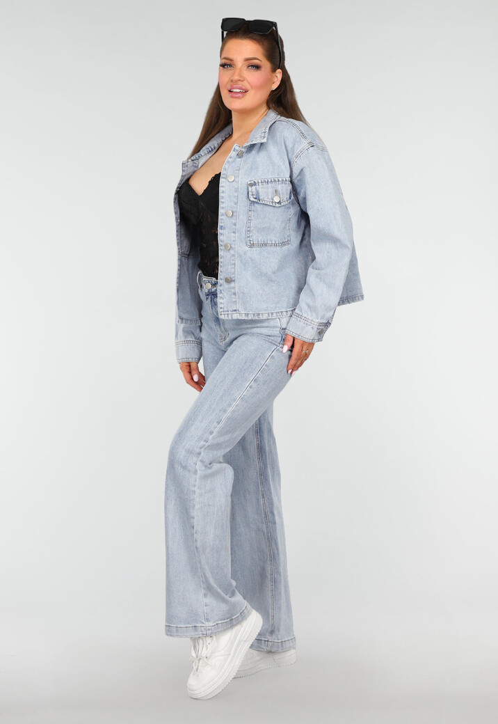 Denim Blouse met Wassing en Borstzakken