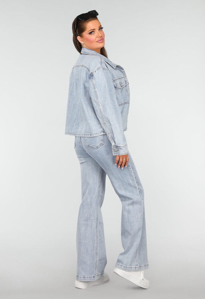 Denim Blouse met Wassing en Borstzakken