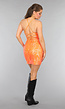Oranje Pailletten Bodycon Jurk met Veterdetail