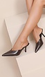 Bruine Lederlook Muiltje Pumps