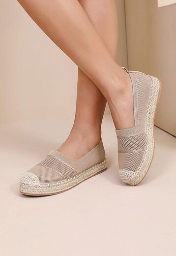 Beige Gehaakte Espadrilles Instappers