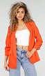 Oranje Getailleerde Blazer met Geplooide Driekwart Mouwen