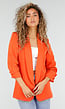 Oranje Getailleerde Blazer met Geplooide Driekwart Mouwen