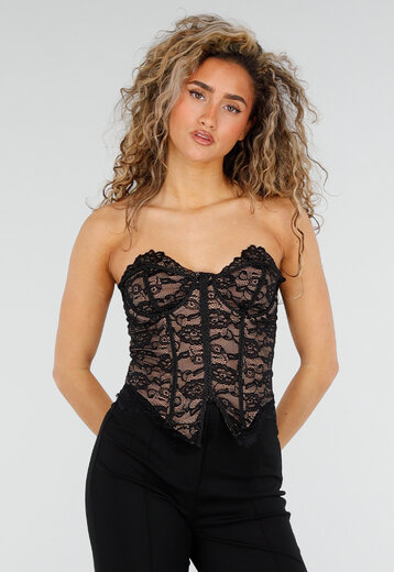 Zwarte Kanten Bustier Top