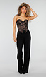 Zwarte Lace Bustier Top met Stretch