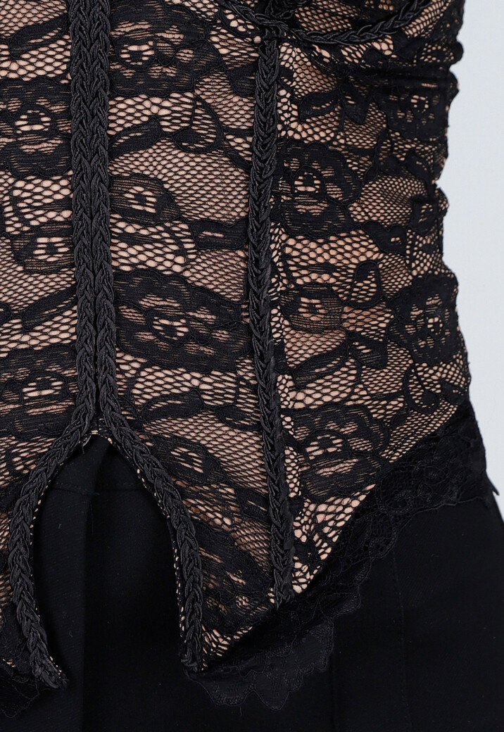 Zwarte Lace Bustier Top met Stretch