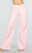 Lichtroze High Waist Wide Leg Jeans met Stud Details