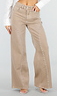 Beige High Waist Wide Leg Jeans met Zilveren Studs