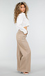 Beige High Waist Wide Leg Jeans met Zilveren Studs
