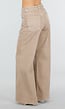 Beige High Waist Wide Leg Jeans met Zilveren Studs