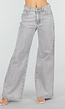 Grijze Wide Leg Jeans met Stud Details en High Waist Pasvorm