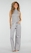 Grijze Wide Leg Jeans met Stud Details en High Waist Pasvorm