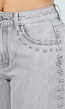 Grijze Wide Leg Jeans met Stud Details en High Waist Pasvorm
