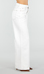 Witte Wide Leg Jeans met Bruine Stiksels en High Waist Pasvorm