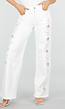 Witte Wide Leg Jeans met Broderie