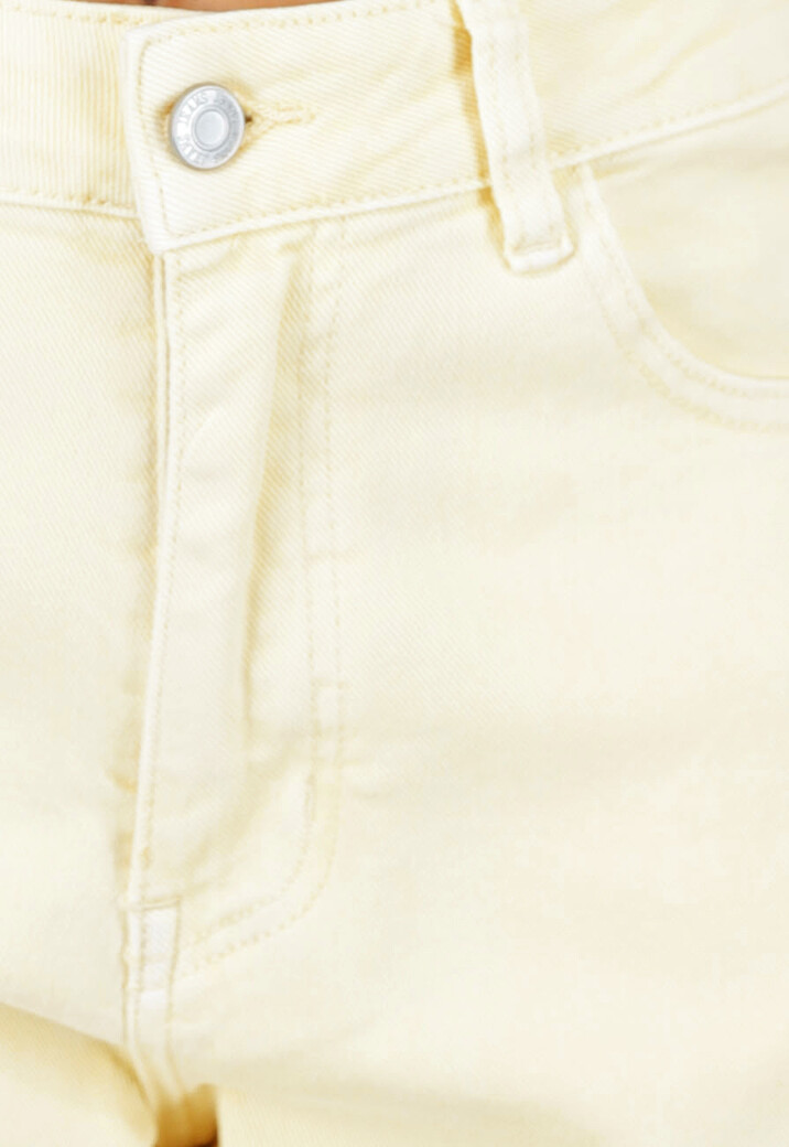 Lichtgele Extra Wide Leg Jeans met High Waist en Rechte Wijde Pijpen