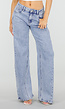 Lichtblauwe Wide Leg Jeans met Mid Waist