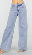 Lichtblauwe Wide Leg Jeans met Mid Waist