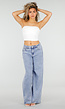Lichtblauwe Wide Leg Jeans met Mid Waist