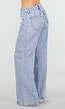 Lichtblauwe Wide Leg Jeans met Mid Waist