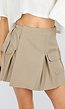 Beige Cargo Skort met Plooien en Onderbroekje