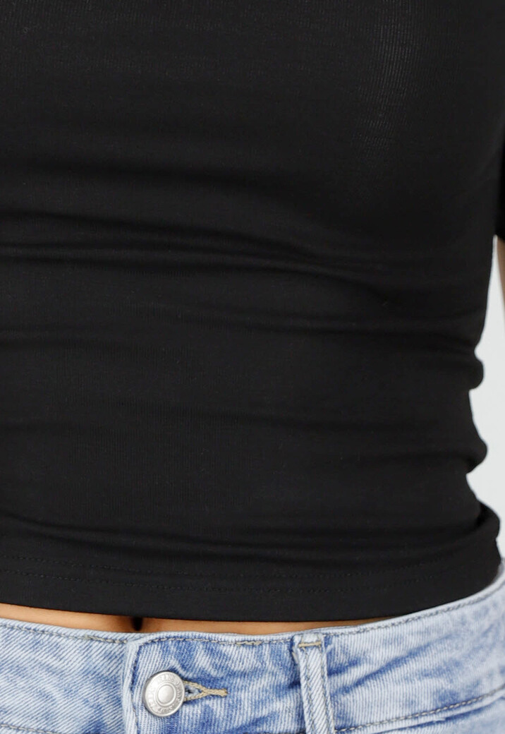 Zwarte Lyocell One Shoulder Stretch Top