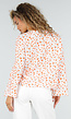 Witte Blouse met Oranje Bloemenprint en Striksluiting Voor