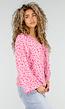 Roze Blouse met Rode Bloemenprint en Striksluiting Voor