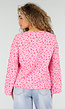 Roze Blouse met Rode Bloemenprint en Striksluiting Voor