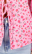 Roze Blouse met Rode Bloemenprint en Striksluiting Voor