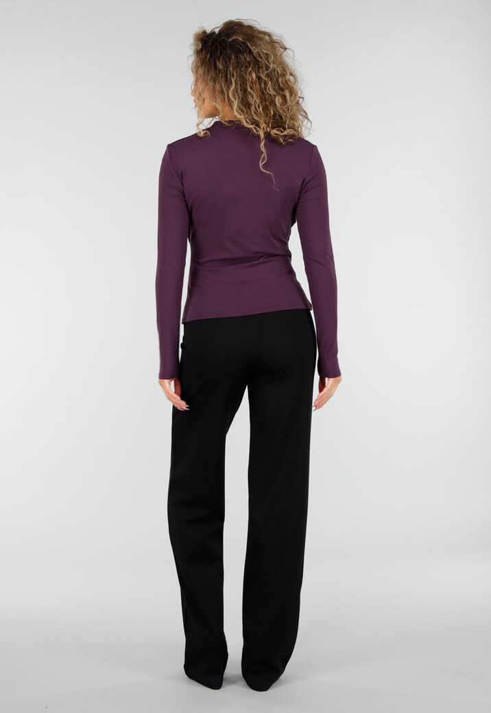 Paarse Overslag Top met Lange Mouwen