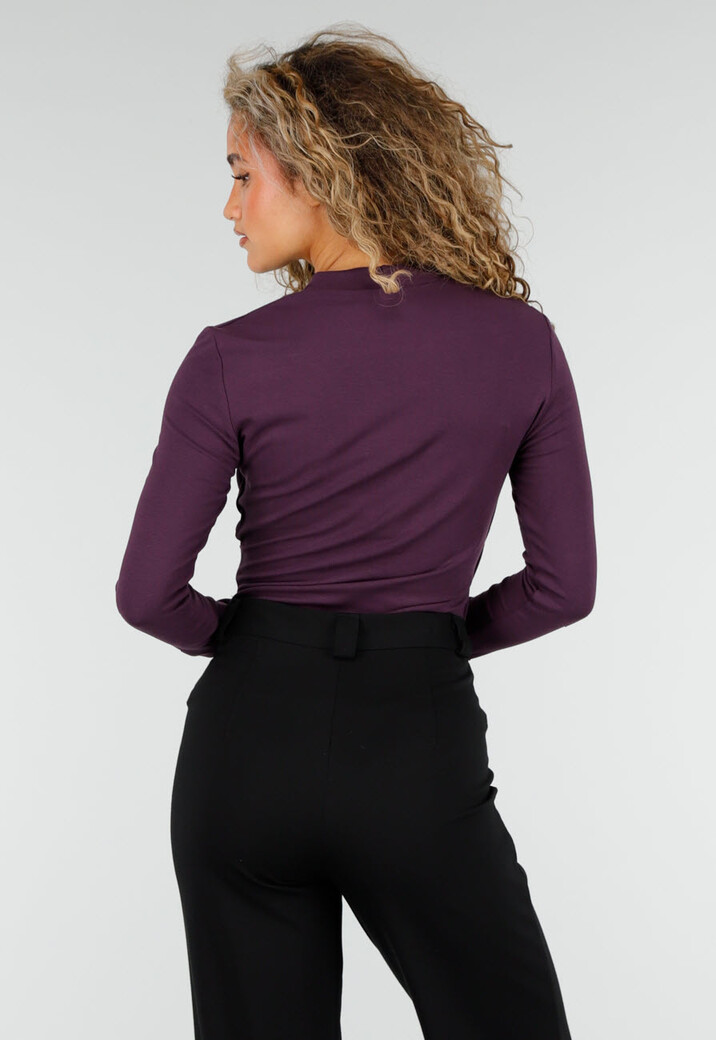 Paarse Overslag Top met Lange Mouwen
