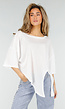 Witte Top met Knoopdetail en Korte Mouwen