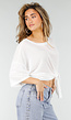 Witte Top met Knoopdetail en Korte Mouwen