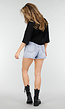 Zwarte Top met Knoopdetail en Korte Mouwen