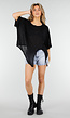Zwarte Top met Knoopdetail en Korte Mouwen