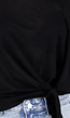 Zwarte Top met Knoopdetail en Korte Mouwen