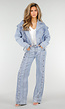 Lichtblauw Denim Jasje met Veterdetails en Ruffle Schouders