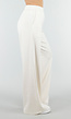 Beige Wide Leg Joggingbroek met Elastische Taille en Stretch