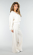 Beige Wide Leg Joggingbroek met Elastische Taille en Stretch