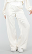 Beige Wide Leg Joggingbroek met Elastische Taille en Stretch
