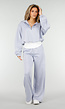 Lichtblauwe Wide Leg Joggingbroek met Elastische Taille en Stretch