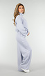 Lichtblauwe Wide Leg Joggingbroek met Elastische Taille en Stretch