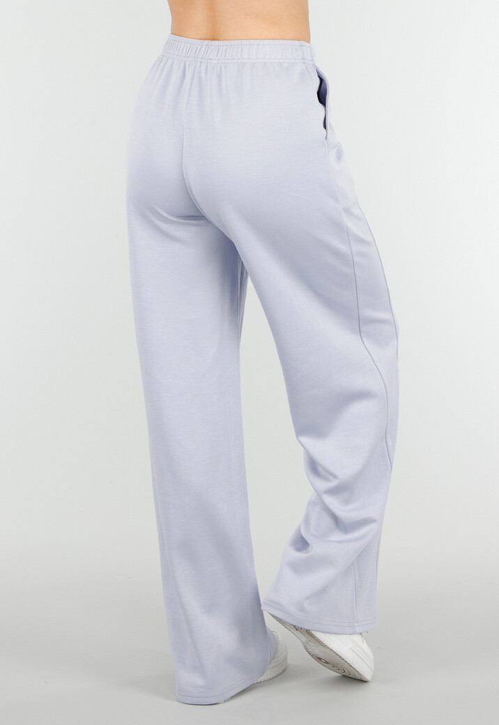 Lichtblauwe Wide Leg Joggingbroek met Elastische Taille en Stretch