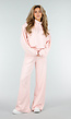 Lichtroze Wide Leg Joggingbroek met Elastische Taille en Stretch