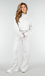 Grijze Wide Leg Joggingbroek met Elastische Taille en Stretch