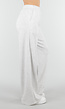 Grijze Wide Leg Joggingbroek met Elastische Taille en Stretch