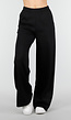 Zwarte Wide Leg Joggingbroek met Elastische Taille en Stretch
